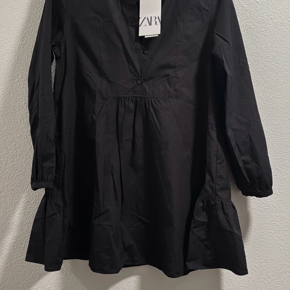 Zara Black Ruffled Hem Dress